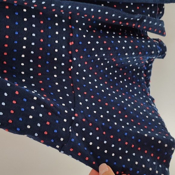 LOFT Pullover Dress Size XL Red White And Blue Swiss Dot With Belt Ruffle Hem - Picture 4 of 9